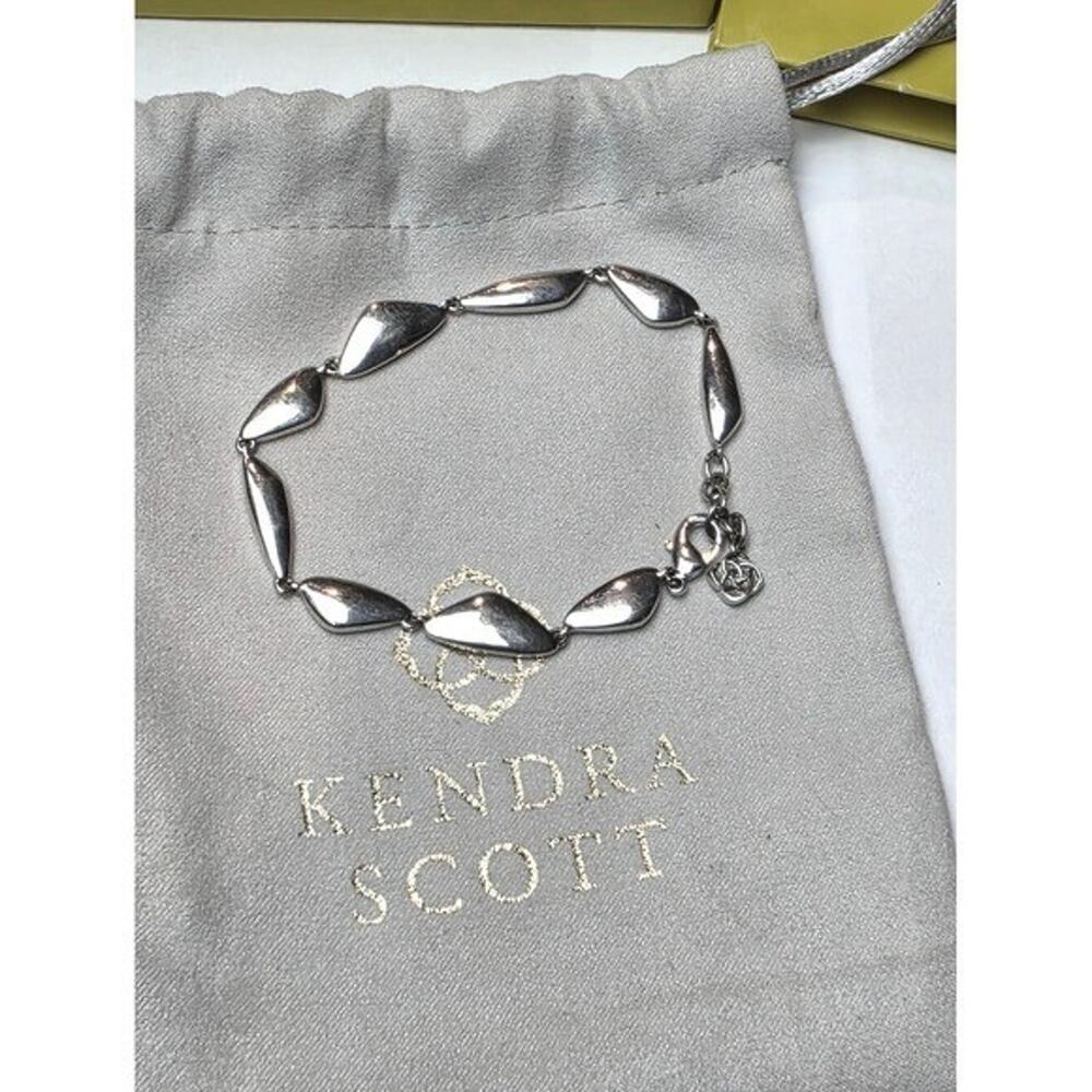 Kendra Scott Kira Silver Rhodium Plated Pebble Link Bracelet Organic Shape 7.5"